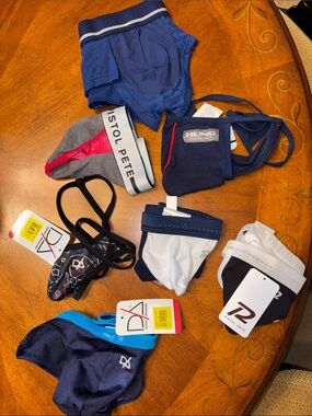 Assorted Men's Jockstrap Pack — Navy, White, Gray, Black, Pink Accents